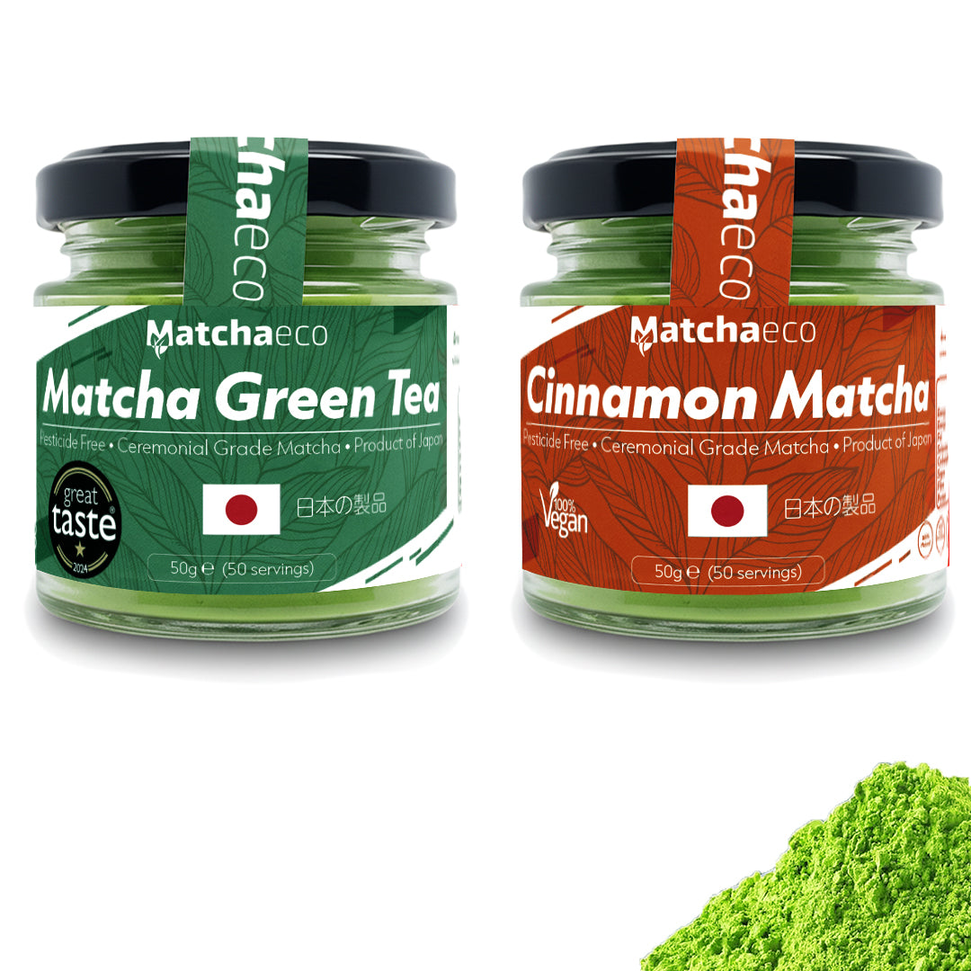 Matchaeco Duo matcha green tea powder ceremonial grade, Regular Cinnamon