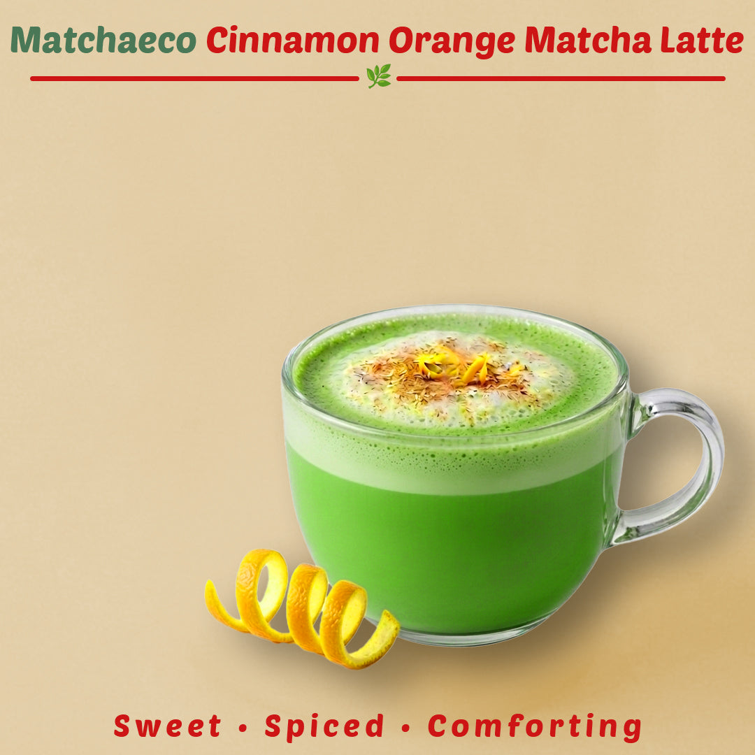 Matchaeco cinnamon orangte matcha latte