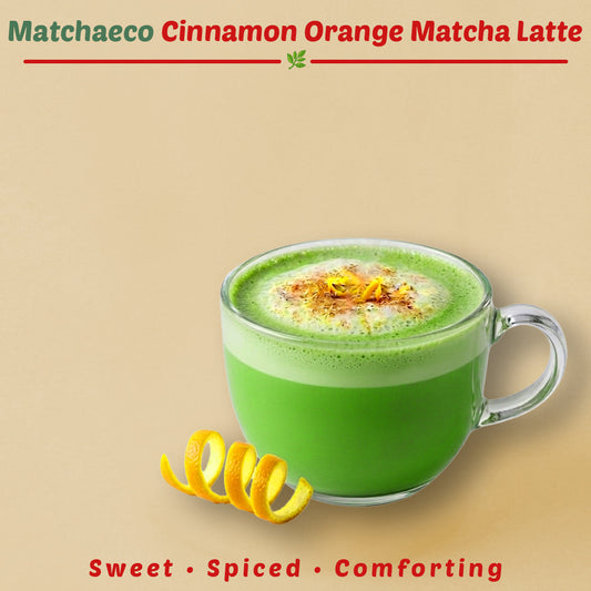 Matchaeco cinnamon orangte matcha latte