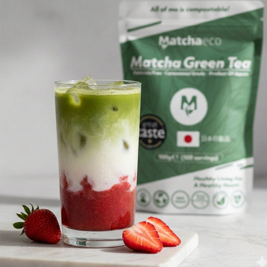 Strawberry Matcha iced latte