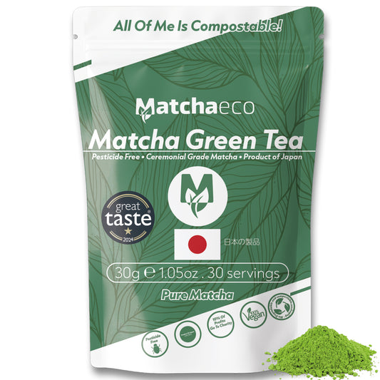 Matchaeco Japanese Ceremonial Grade Matcha Green Tea Powder – Compostable Pouch