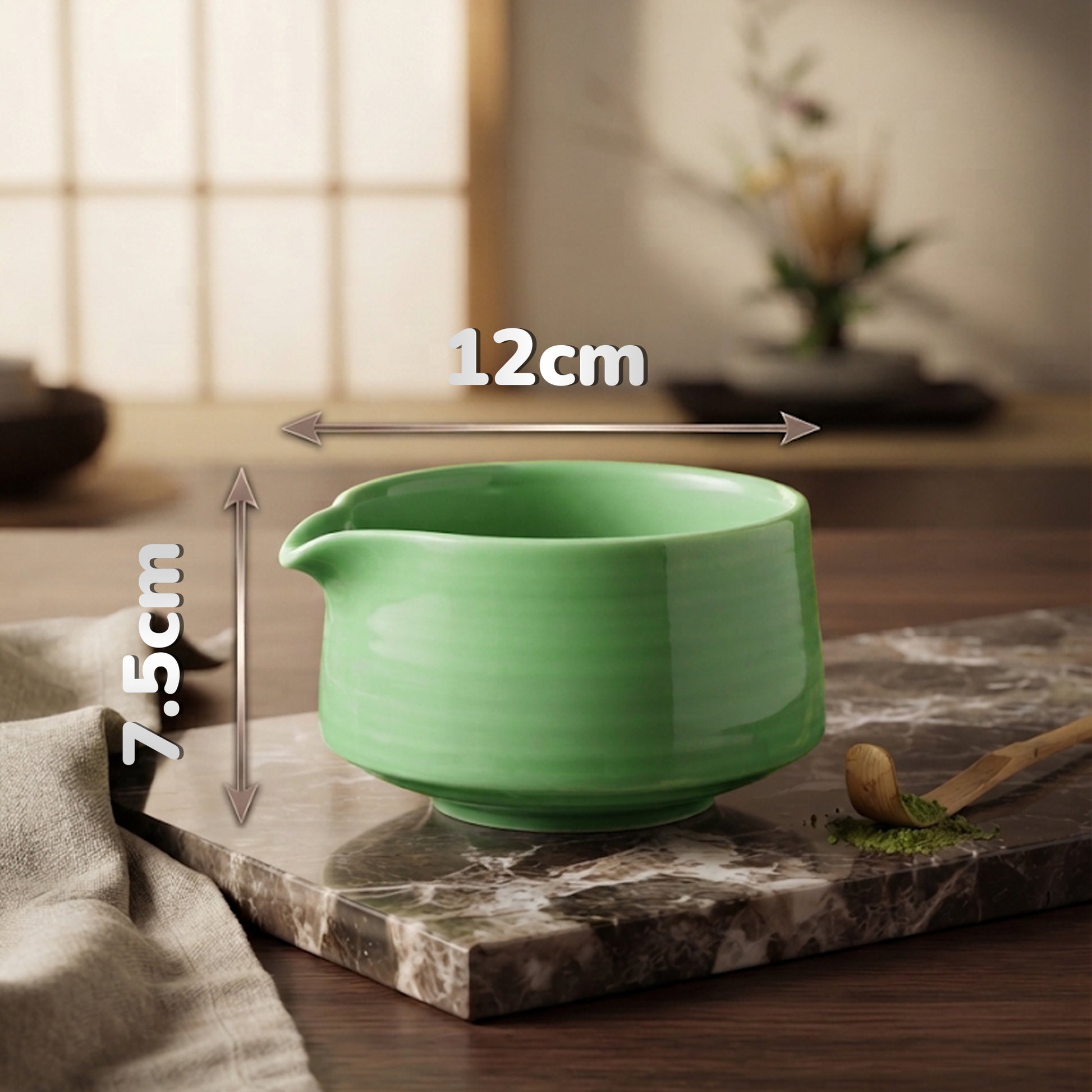 Matchaeco matcha bowl dimmensions 12cm x 7.5cm