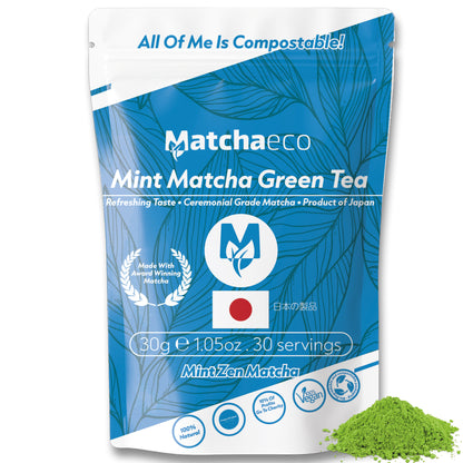 Matchaeco Matcha Green Tea Powder Pouches | Compostable Pouches Ceremonial Matcha |