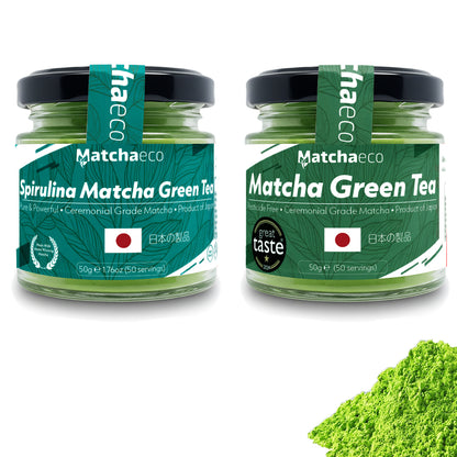 Matchaeco Matcha Green Tea Powder Twin Pack 2 x 50 gram Jar [100g]| Ceremonial Grade Matcha