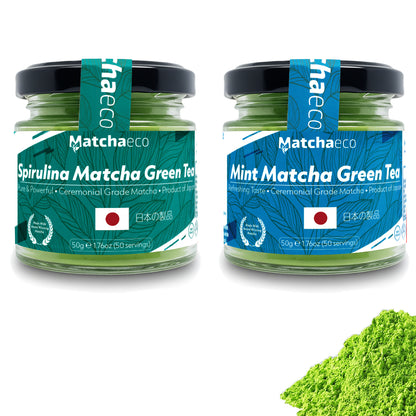 Matchaeco Matcha Green Tea Powder Twin Pack 2 x 50 gram Jar [100g]| Ceremonial Grade Matcha